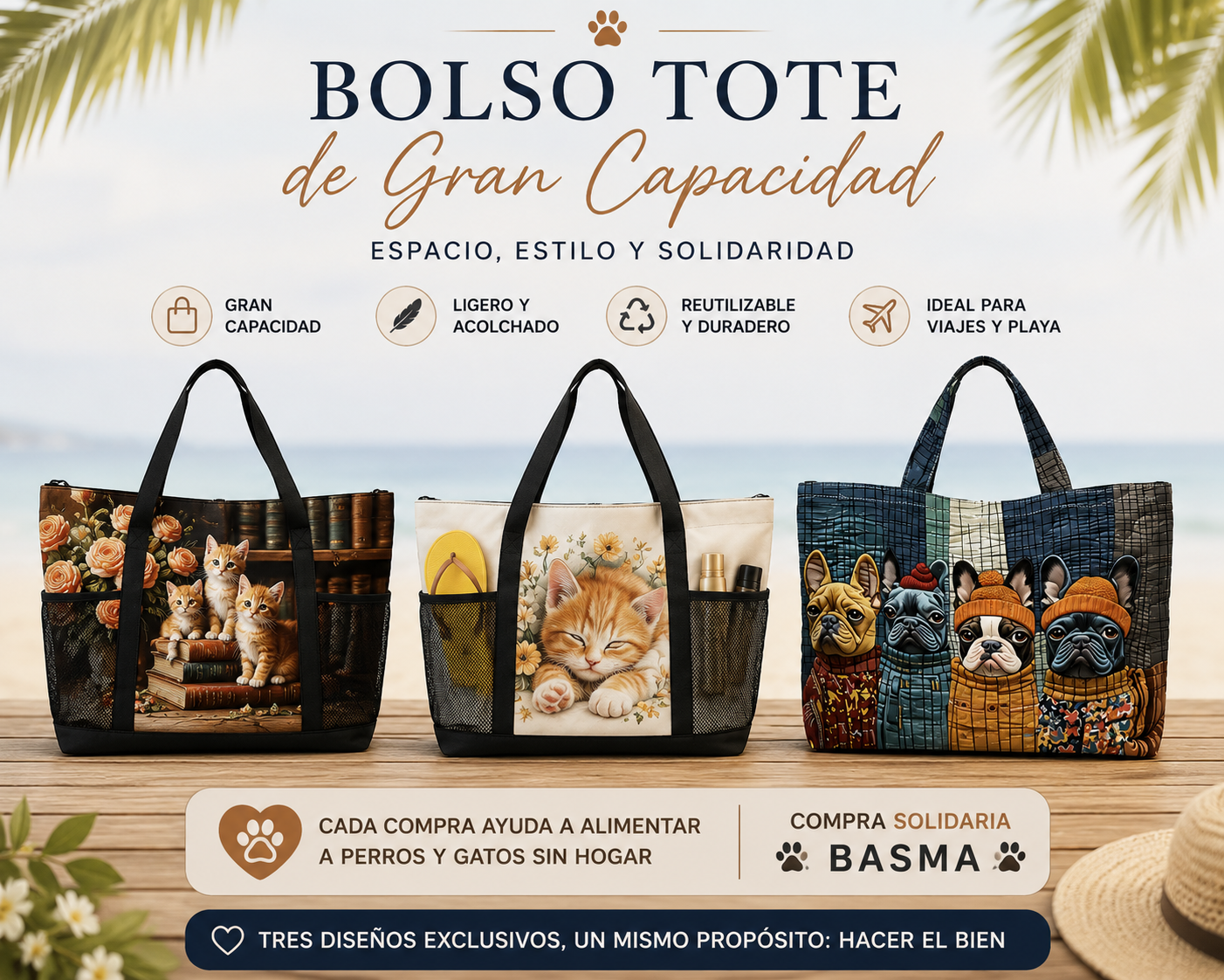 Bolso tote acolchado de gran capacidad | Varios diseños