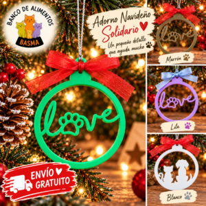 Adorno Navideño Solidario 3D – Huella, Gato y Perro