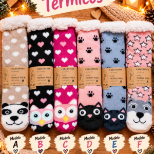 Calcetines térmicos antideslizantes con borreguito – Colección Animalitos