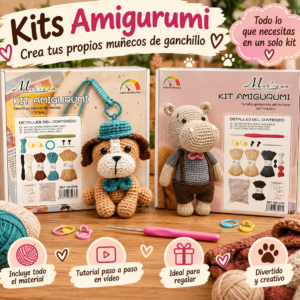 Kit de ganchillo Amigurumi para crear tu propio muñeco – Perrito o Hipopótamo