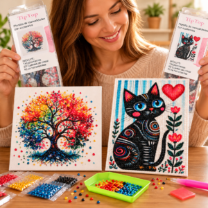 Kit de Pintura con Diamantes 5D – Árbol de la Vida o Gatito | Manualidad Solidaria BASMA