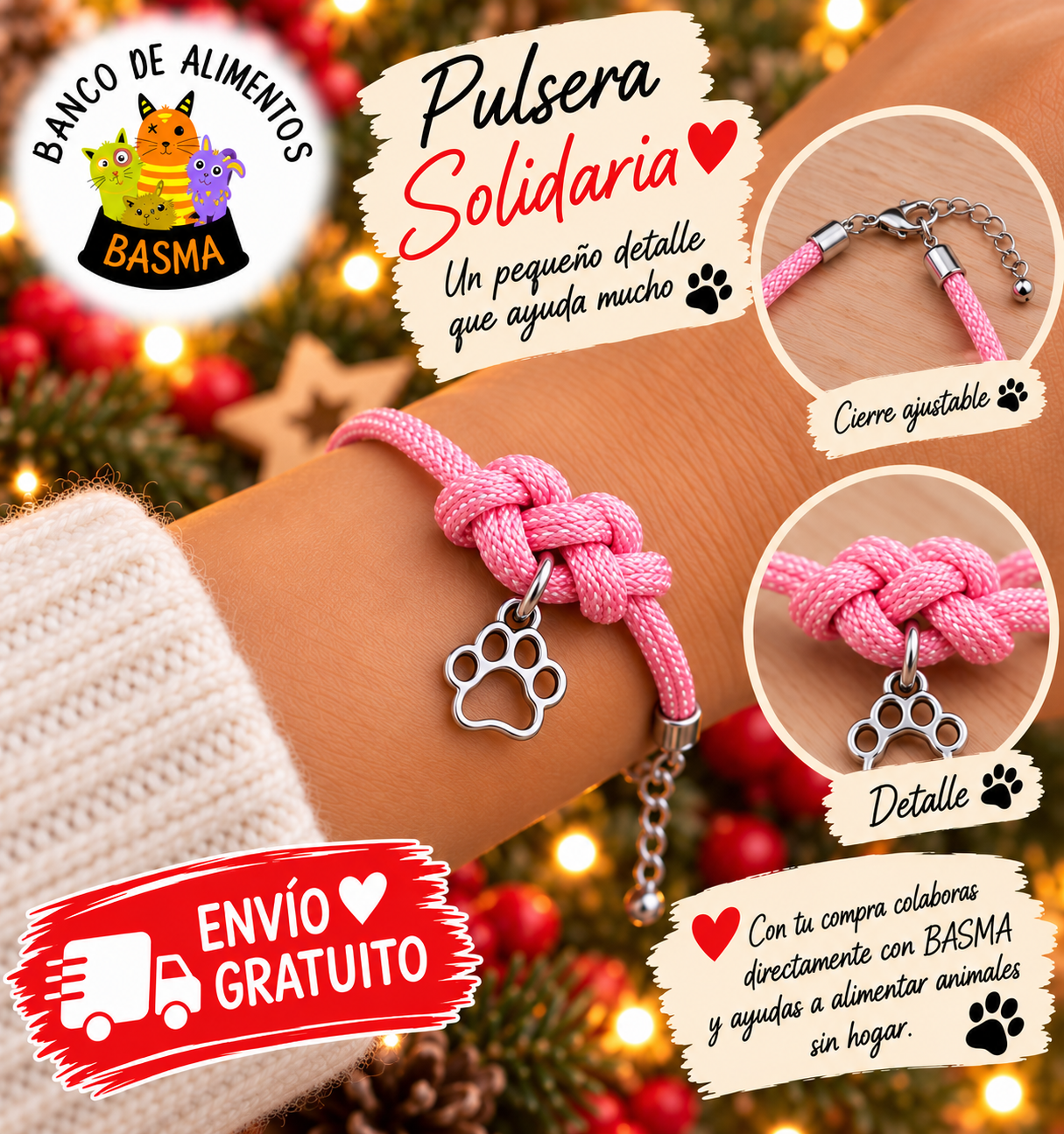 Pulsera Solidaria Huellita BASMA – 6 colores - Imagen 6
