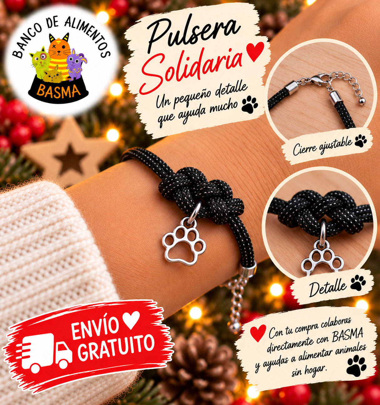 Pulsera Solidaria Huellita BASMA – 6 colores - Imagen 4