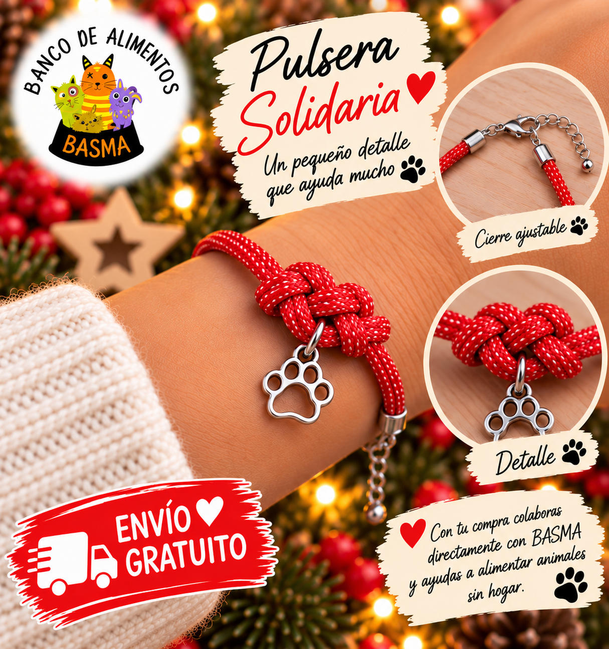 Pulsera Solidaria Huellita BASMA – 6 colores - Imagen 5