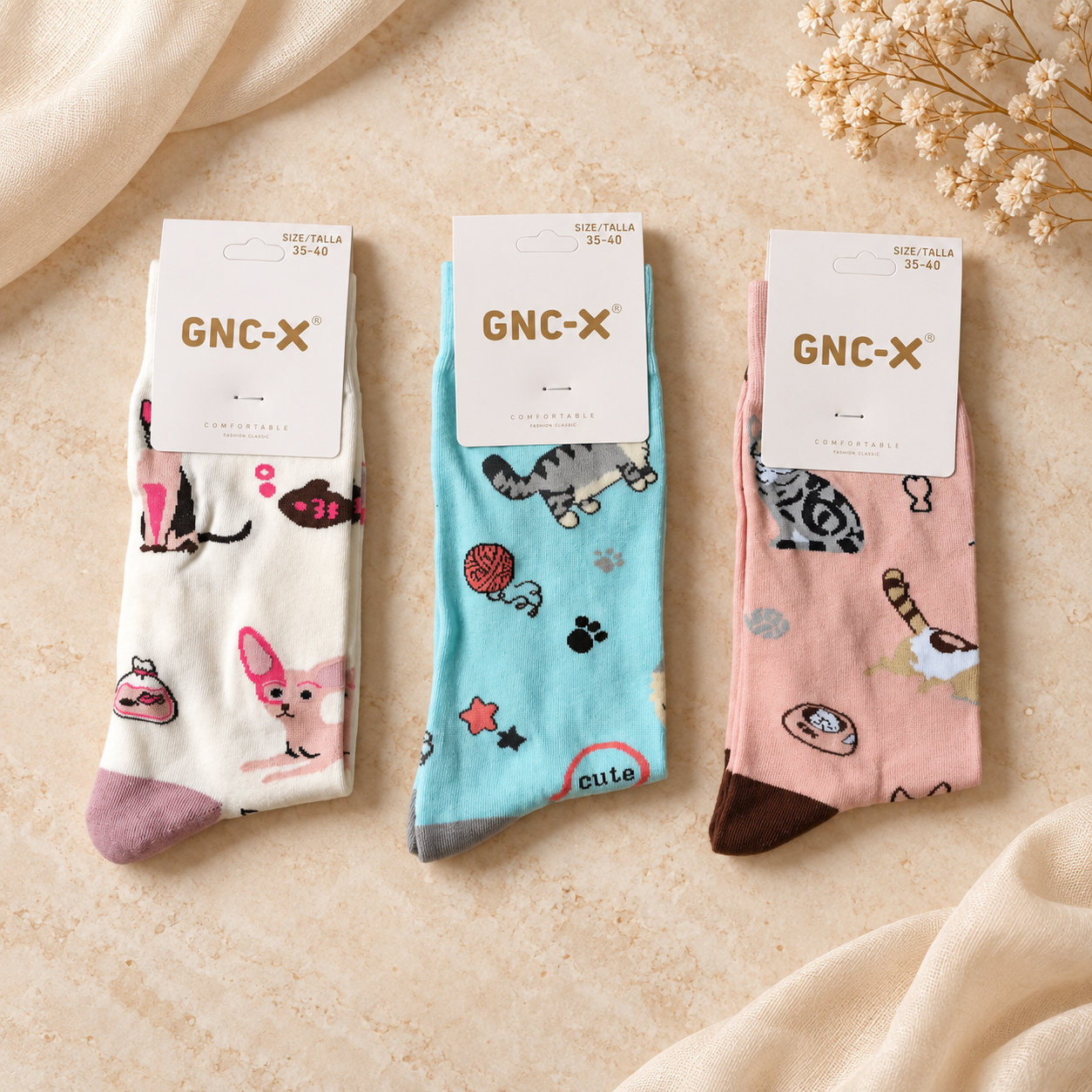 Calcetines solidarios de gatitos · Pack de 3 pares - Imagen 5