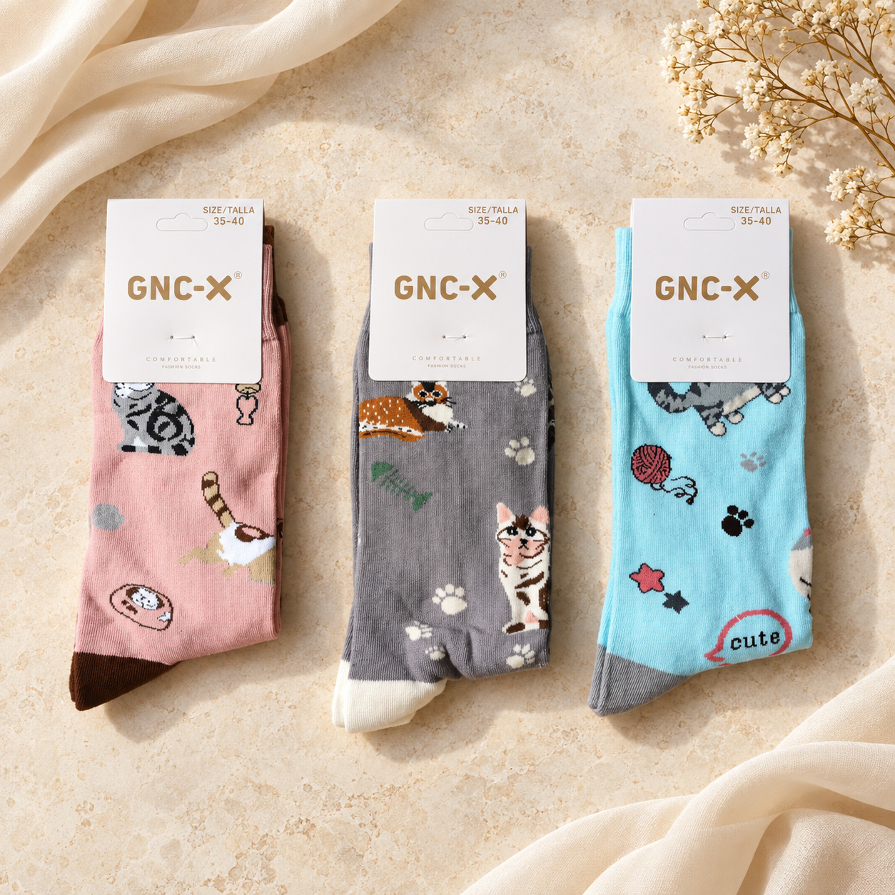 Calcetines solidarios de gatitos · Pack de 3 pares - Imagen 4