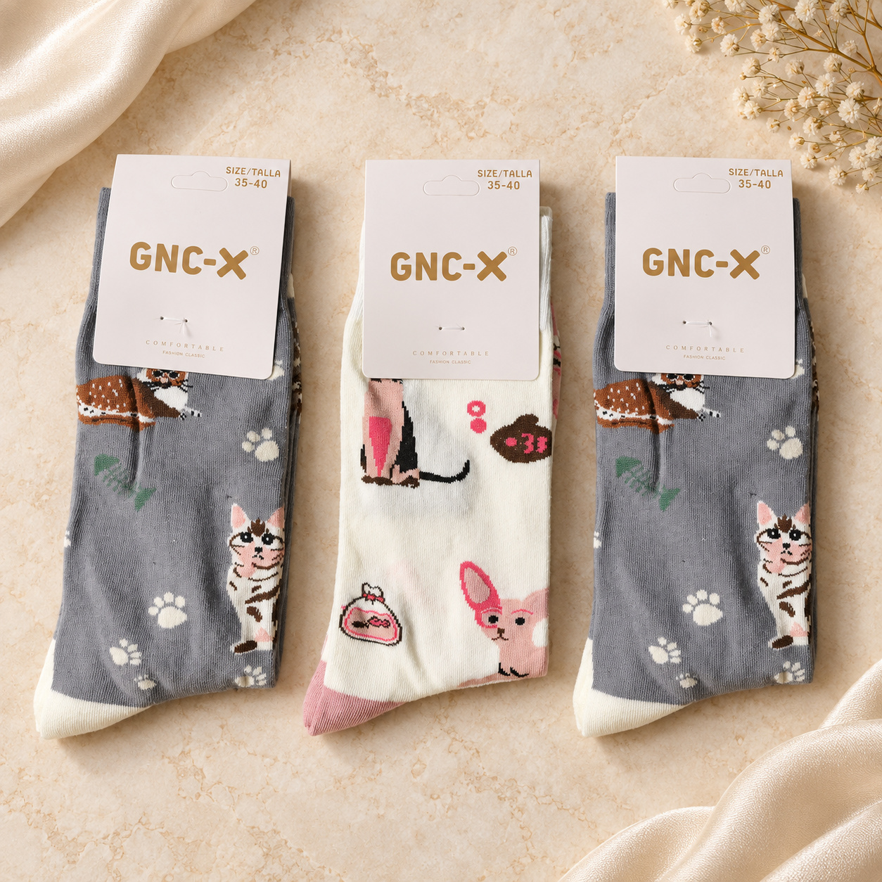 Calcetines solidarios de gatitos · Pack de 3 pares - Imagen 3