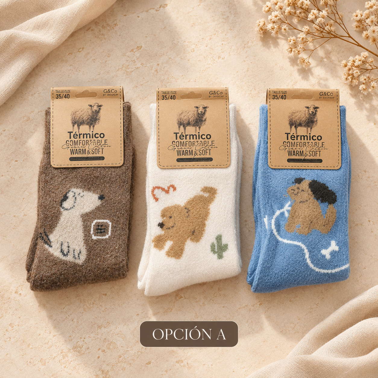 Calcetines térmicos solidarios de perritos · Pack de 3 pares - Imagen 3