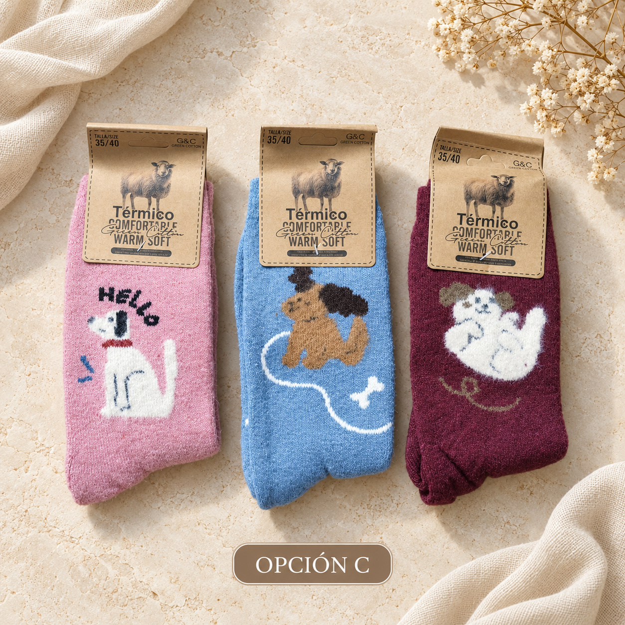 Calcetines térmicos solidarios de perritos · Pack de 3 pares - Imagen 2